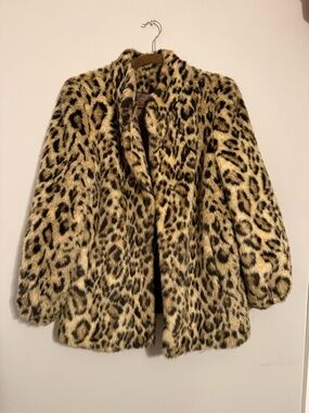 Vintage Hillmoor Leopard Print Faux Fur Teddy Jacket - Beige & Black